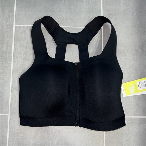 Black All in Motion front zipper racerback sports bra 38D high support adjust - Picture 4 of 17